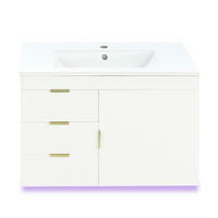 WASCHTISCHUNTERSCHRANK 76cm LED App Keramik Waschbecken Weiß - Weiß, Holzwerkstoff (76/51/46cm) - FLIEKS