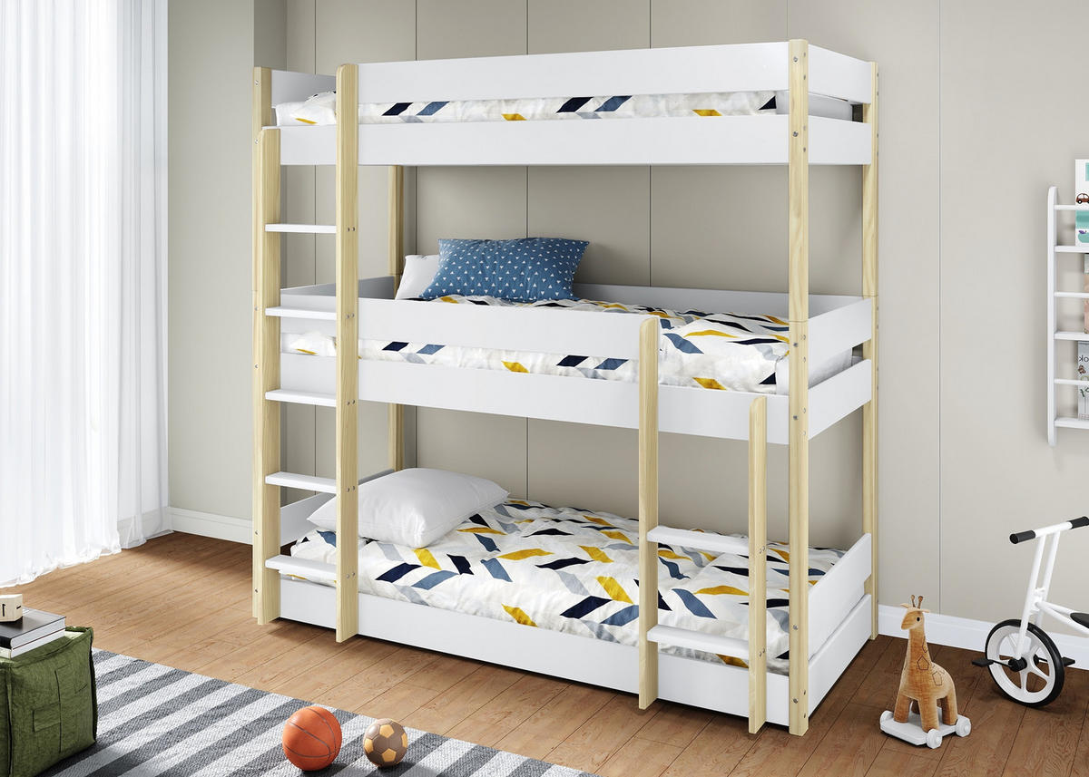 ETAGENBETT Milos Weiß 200.4/107.9/197.6 cm - Weiß, Holz (90/190cm) - Calicosy