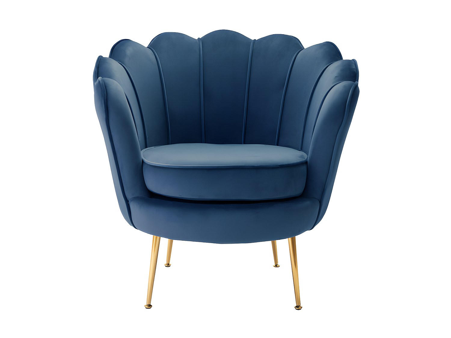 SESSEL mit gerader Rückenlehne - 1 Person - samt - marineblau Dandelion - Dunkelblau, Textil/Metall (78/76.5/75cm) - Vente-Unique