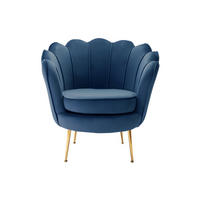 SESSEL mit gerader Rückenlehne - 1 Person - samt - marineblau Dandelion - Dunkelblau, Textil (78/76.5/75cm) - Vente-Unique
