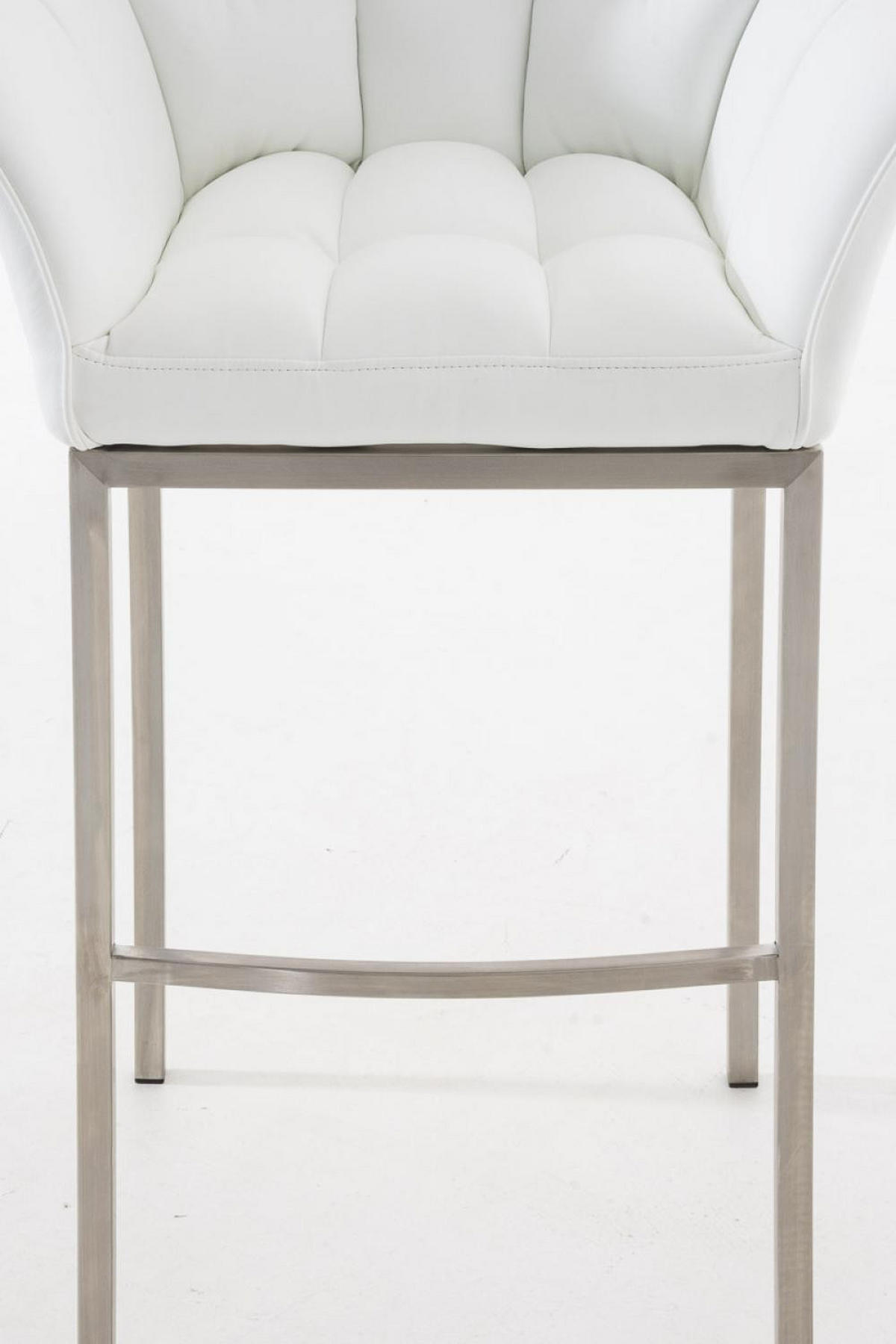 BARHOCKER Lederlook weiß - Edelstahlfarben/Weiß, Textil/Metall (64/110/48cm) - CLP