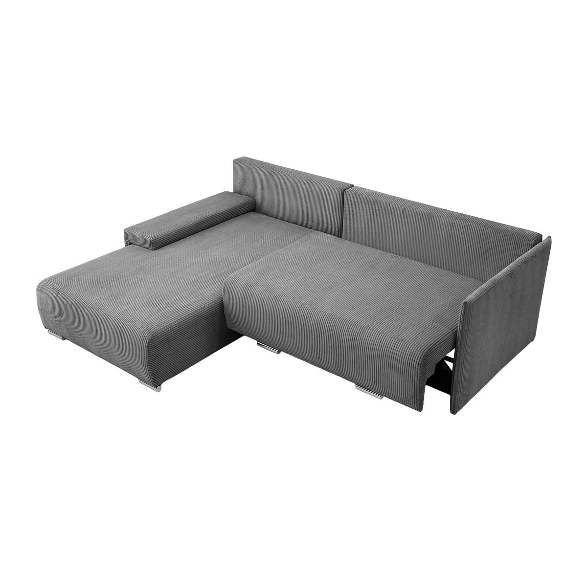 ECKSOFA TRAWANGA L mit Schlaffunktion, Grau - Grau, Textil (246/188cm) - Fedve