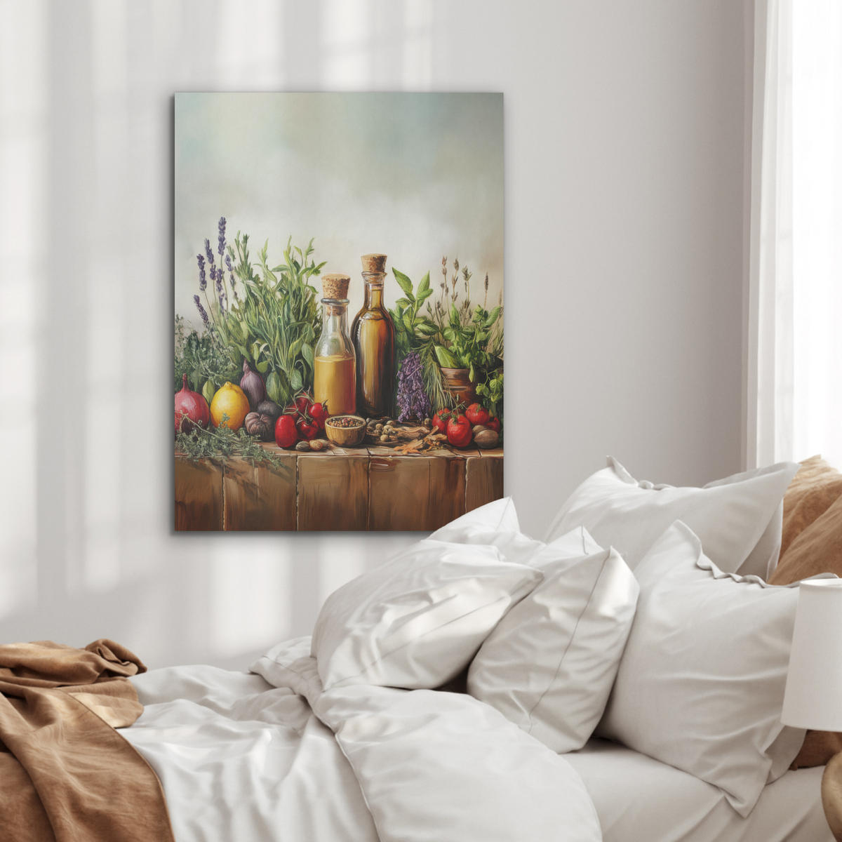 AKUSTIKPANEEL Stilleben - Kräuter - Gewürze - Früchte - Farbenfroh 60x80 cm - Grün, Textil (60/0.9/80cm) - MuchoWow