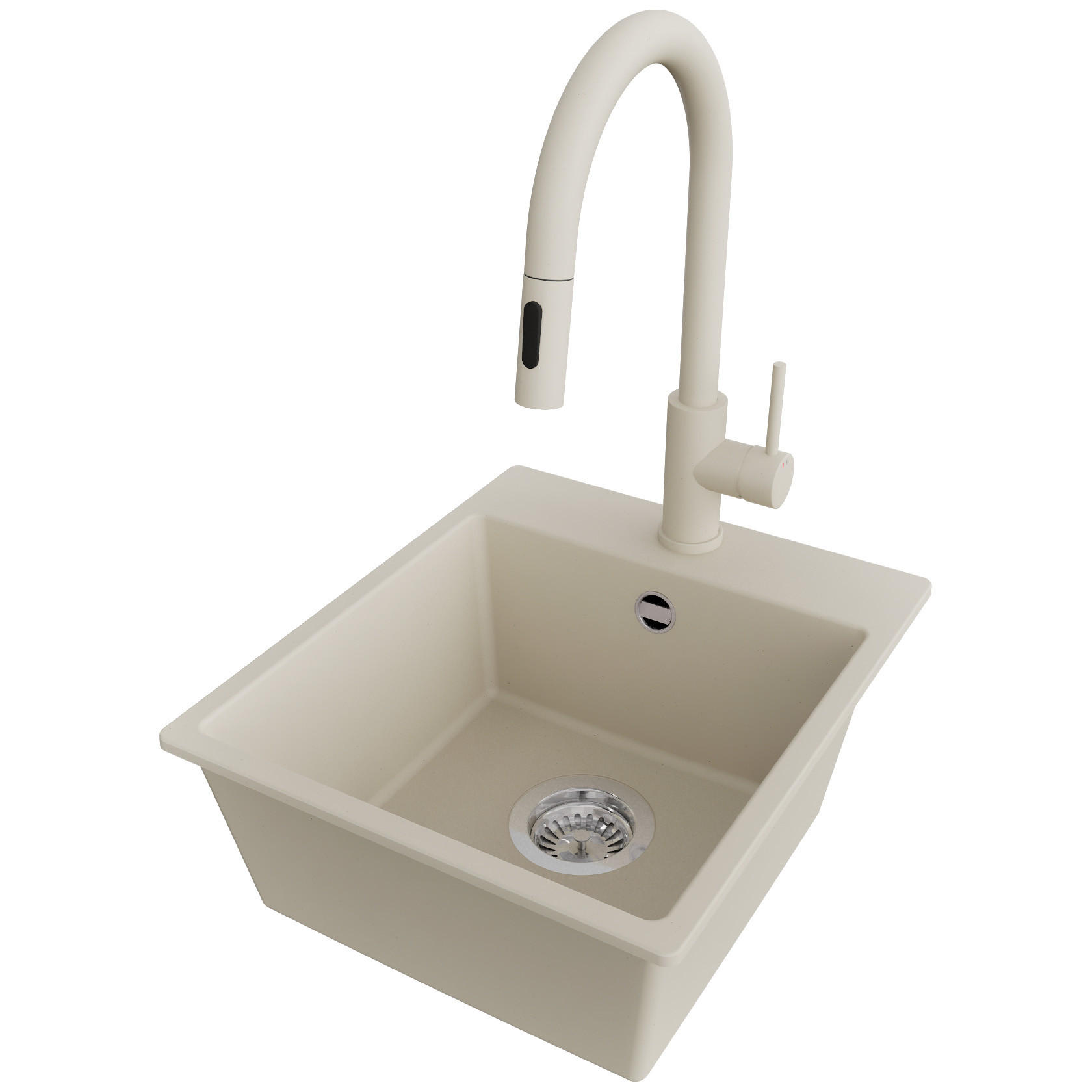 Primagran Granitspüle Beige, Chrom, Beige 38x19x44 cm
