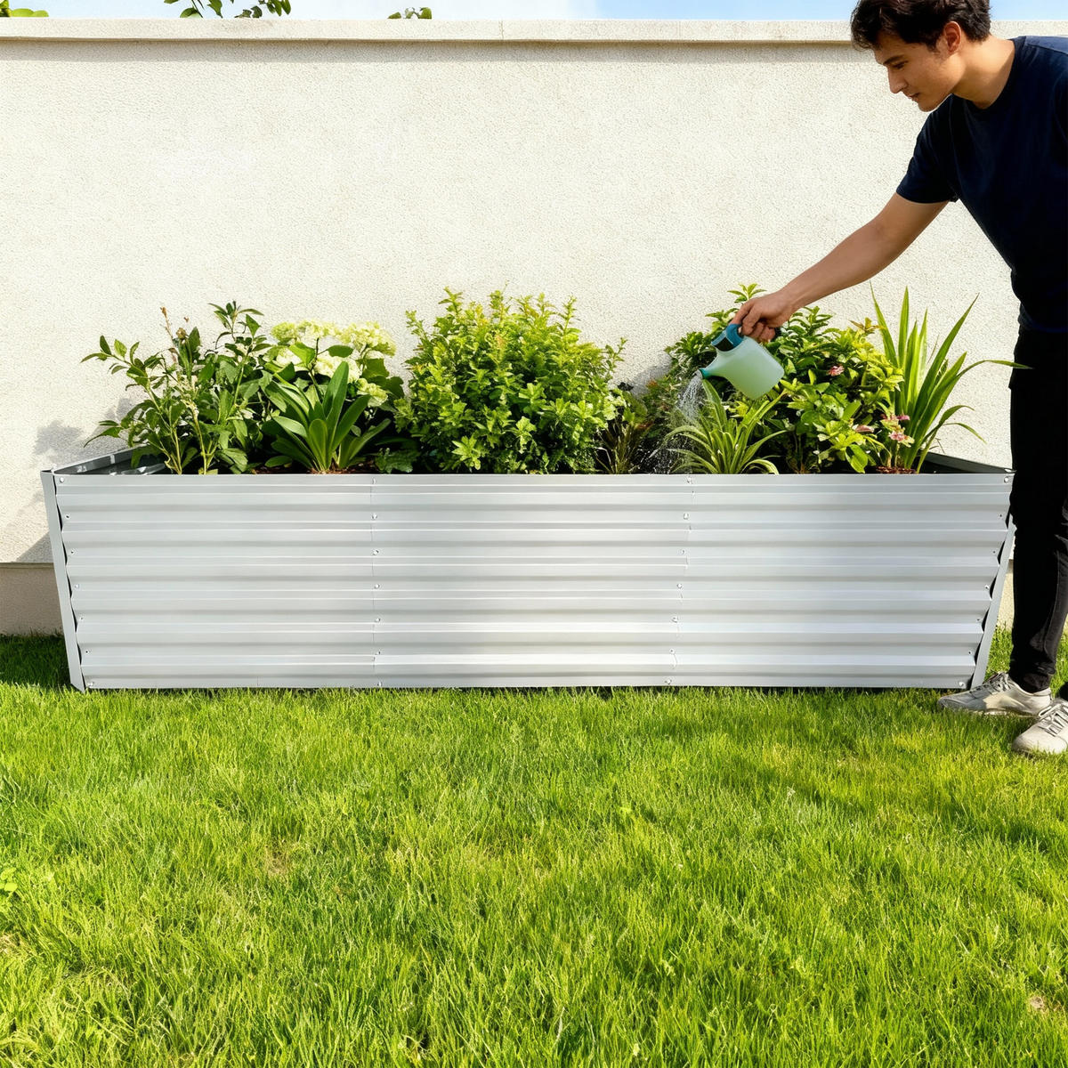 HOCHBEET - Grau, Metall (100/57/100cm) - Relaxdays