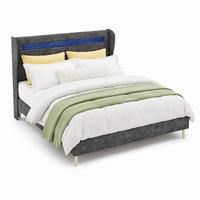BETT mit LED-Beleuchtung 140x200 cm Stoff/Metall Grau - Grau, Metall (140/200cm) - Meubliv