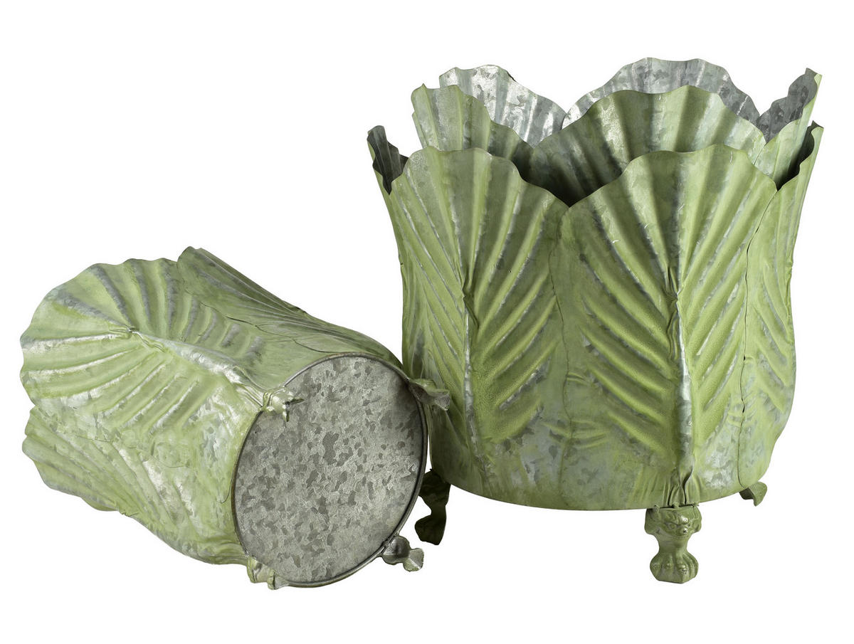 BLUMENTOPF Marina 3er Set Grün 47/47/42 cm Metall - Grün, Metall (47/42/47cm) - Mondex