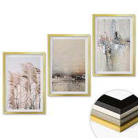 WANDBILDER 3er Set - 40x60 cm Goldrahmen - Abstrakte Vegetationsmuster - Goldfarben, Kunststoff (40/60cm) - ArtPrintCave