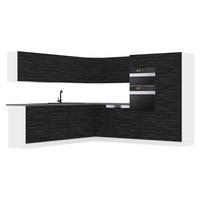 KÜCHE L-Form Jane, , mit Arbeitsplatten, Königliches Ebenholz - Schwarz, Holz (480/204/60cm) - B BELINI GROUP