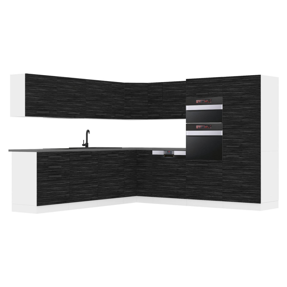 KÜCHE L-Form Jane, , mit Arbeitsplatten, Königliches Ebenholz - Schwarz, Holz (480/204/60cm) - B BELINI GROUP