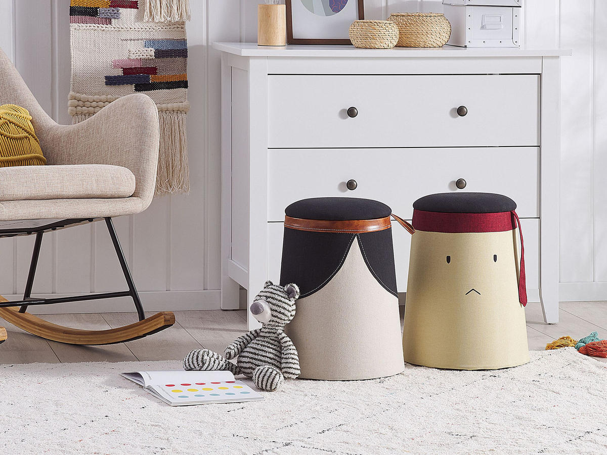 HOCKER Apache 33/33/45 cm - Beige, Kunststoff/Textil (33/45/33cm) - Beliani
