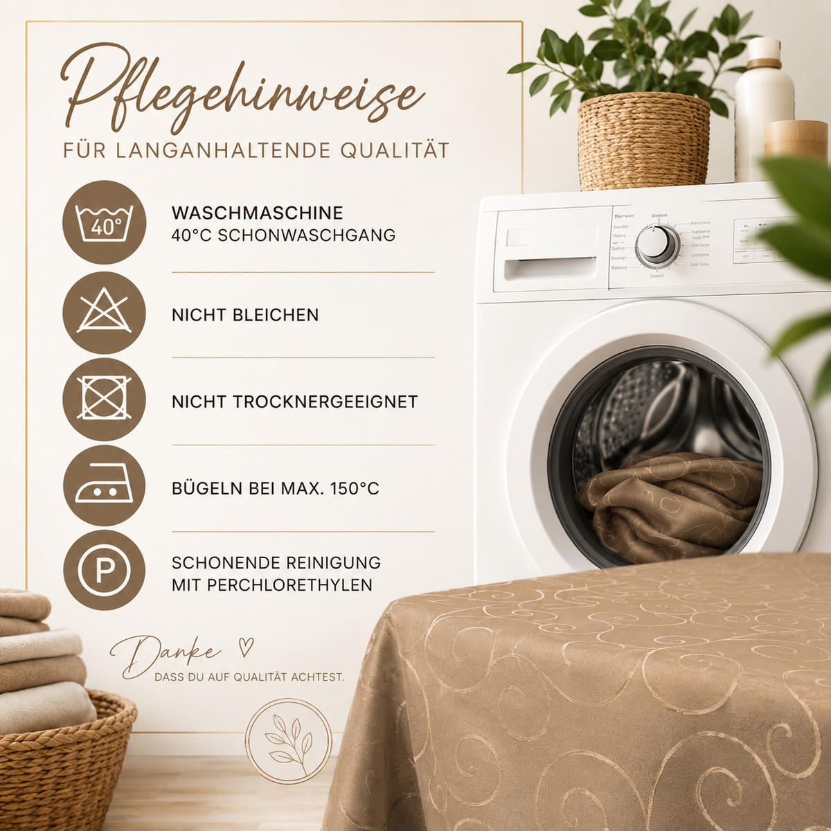 TISCHDECKE 130/130 cm Ornamente Hellbraun - Hellbraun, Textil (130/130cm) - TiborTex