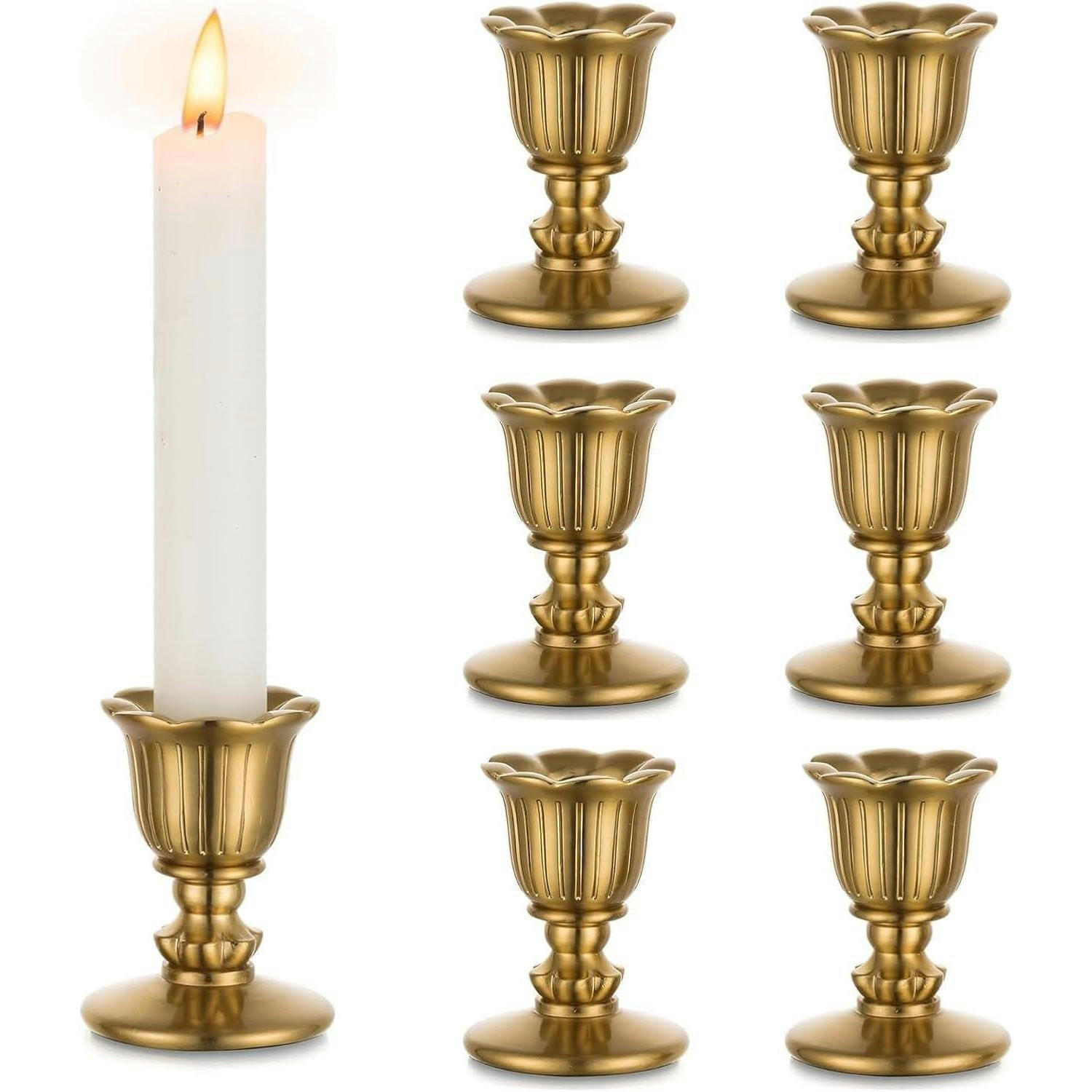 KERZENSTÄNDER 6er Set Messing antik - Goldfarben, Metall (10/10/15cm)