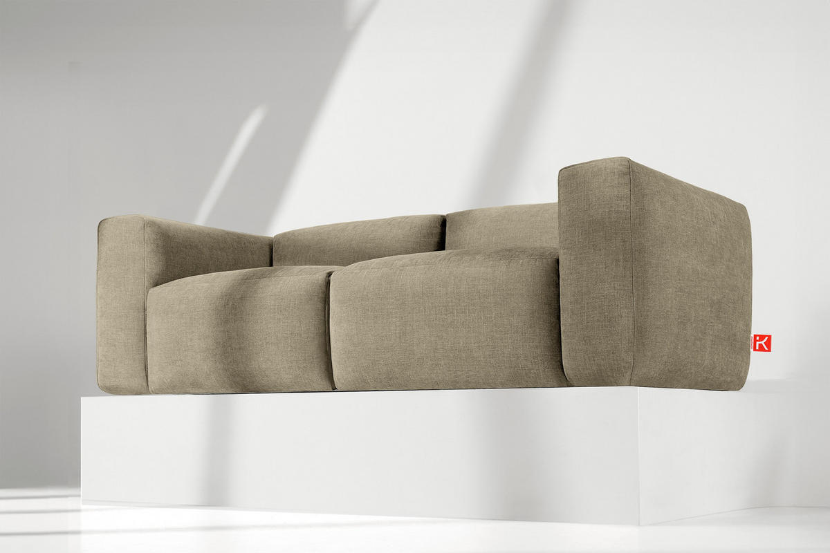 2,5-SITZER-MODULSOFA BUFFO mit extrem weicher und bequemer Sitzfläche, Gewebestoff, sandfarben - Sandfarben, Textil (250/73/96cm) - KONSIMO®