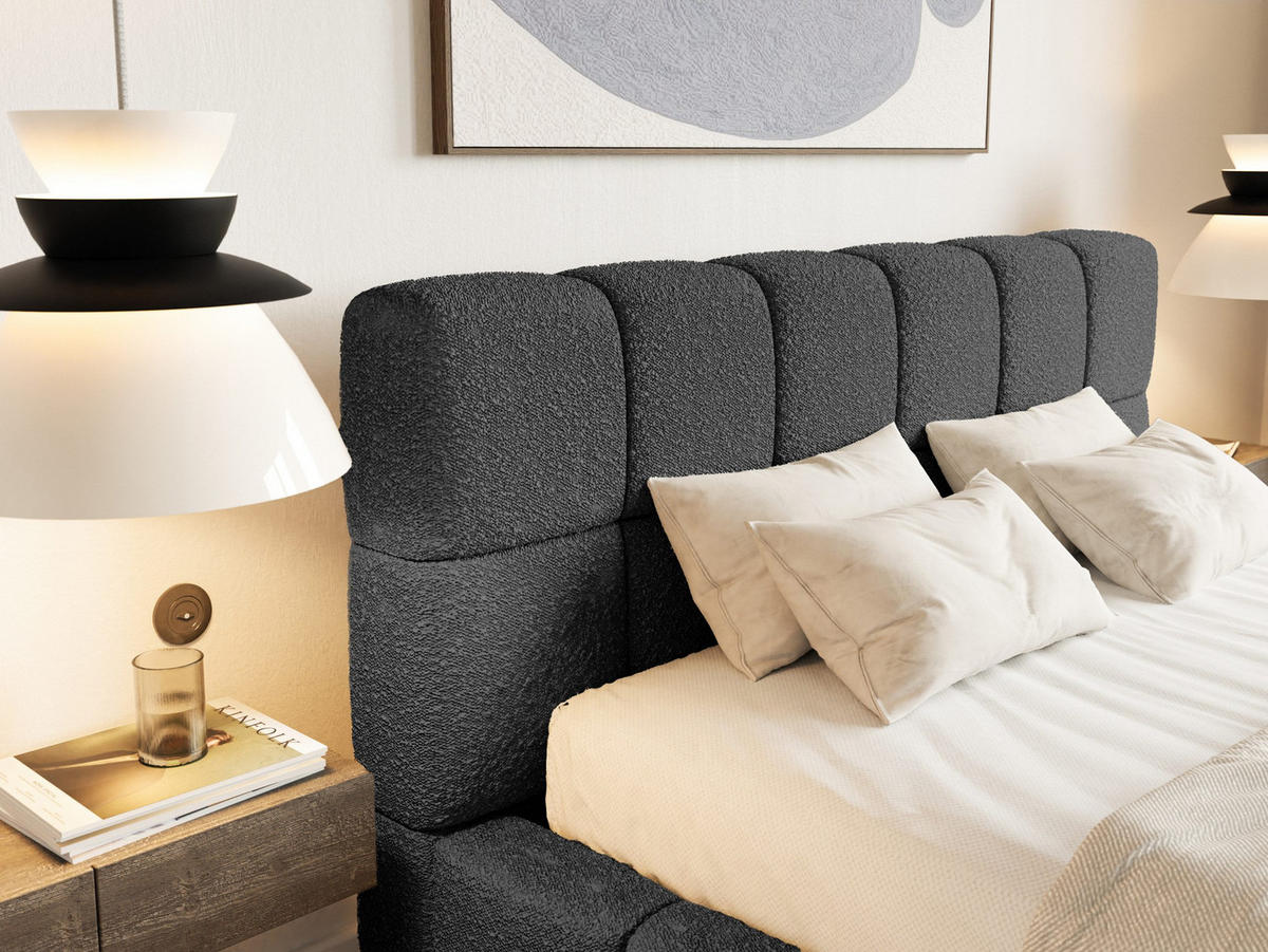 POLSTERBETT Lund 160x200 cm, Schwarz - Schwarz, Textil (160/200cm) - Fedve