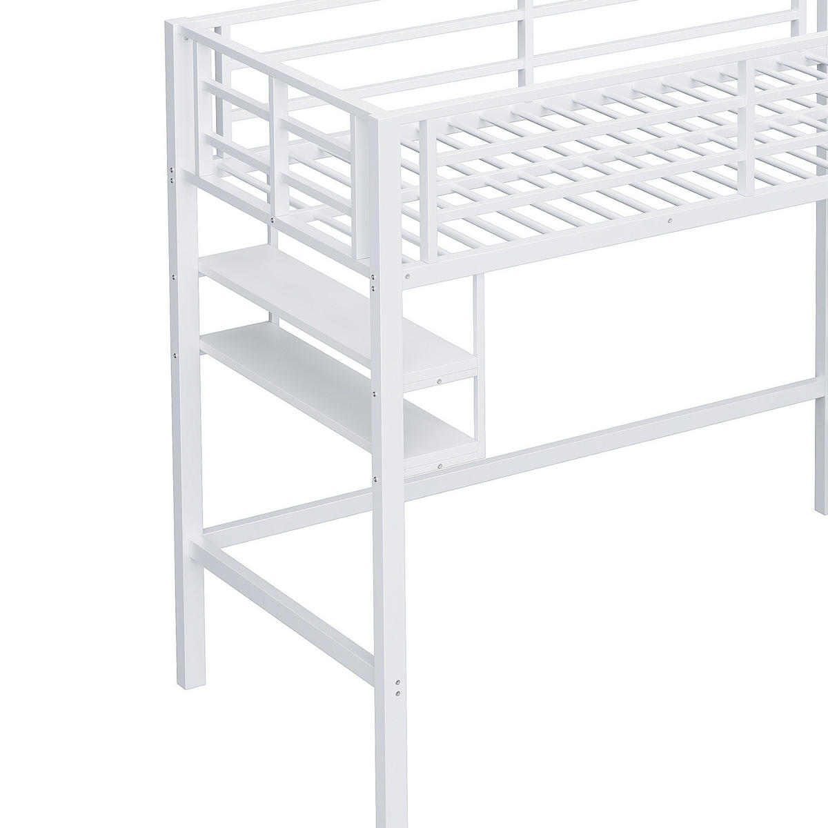 HOCHBETT aus Metall und MDF 90x200 cm Weiß mit Stauraumleiter und Regalen - Weiß, Metall (90/200cm) - IVMEU
