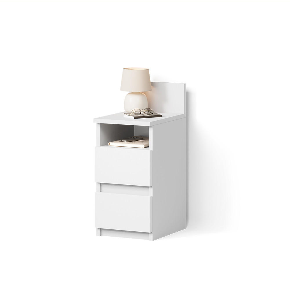 NACHTTISCH Roya, Weiß, 25 x 59.1 cm mit 2 Schubladen - Weiß, Holzwerkstoff (25/59.1/32.3cm) - Livinity®