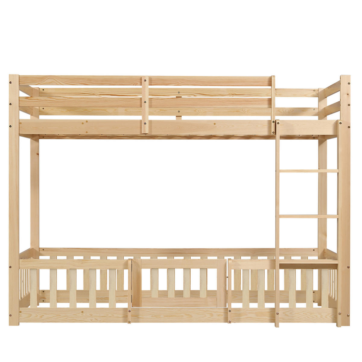 ETAGENBETT 90/200 cm natur aus Kiefer mit rechtwinkliger Treppe - Naturfarben, Holz (90/200cm) - OKWISH