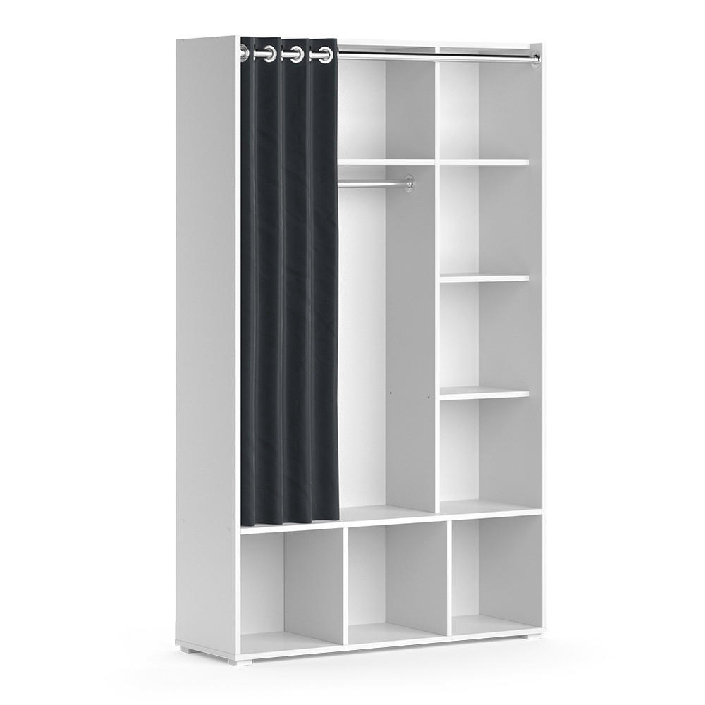 KLEIDERSCHRANK Luigi Weiß 105.8 x 178.1 cm mit Vorhang-Kleiderstange - Weiß, Holzwerkstoff (38/178.1/105.8cm) - Vicco