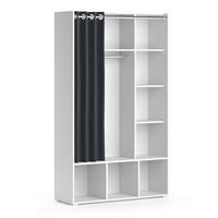 KLEIDERSCHRANK Luigi Weiß 105.8 x 178.1 cm mit Vorhang-Kleiderstange - Weiß, Holzwerkstoff (38/178.1/105.8cm) - Vicco