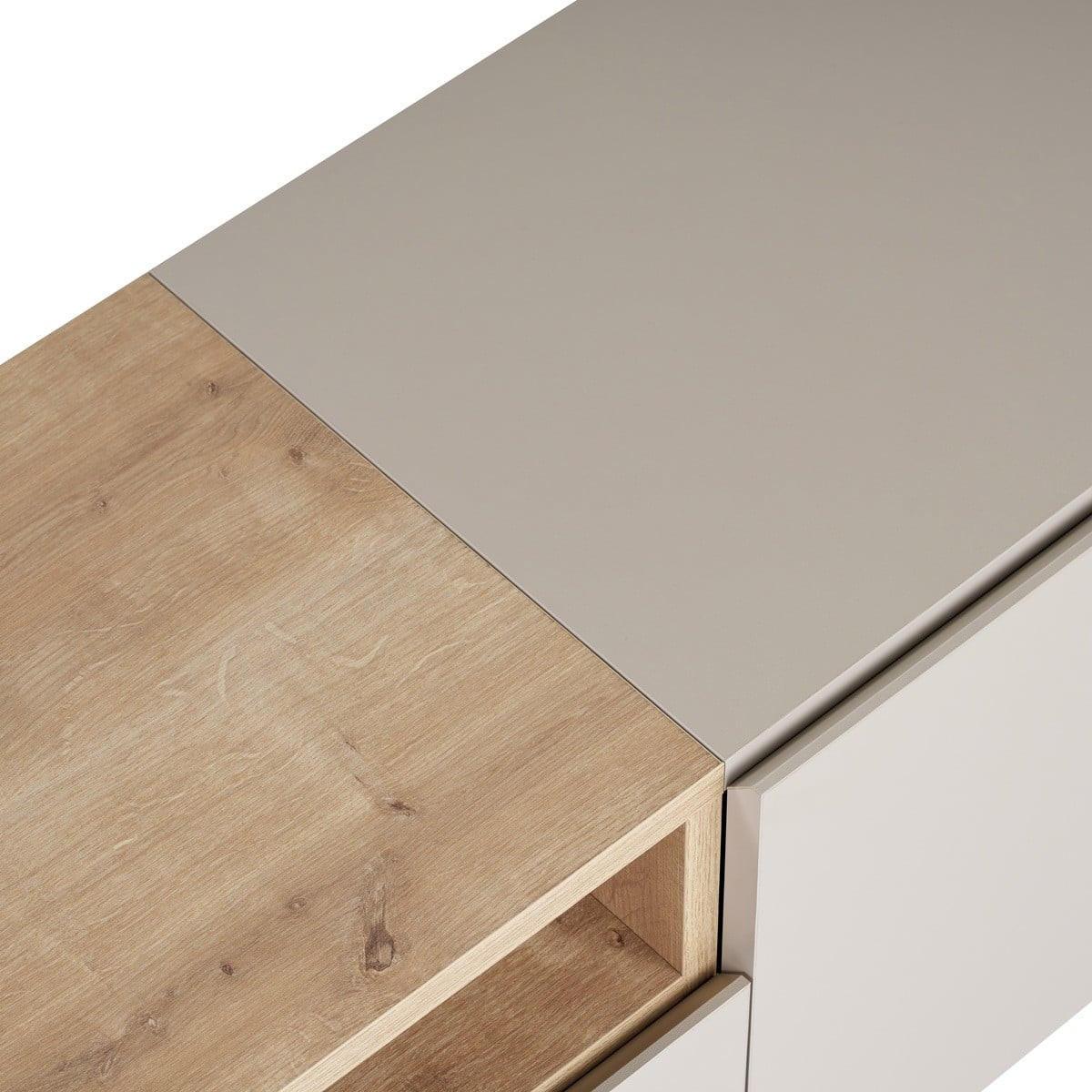 TV-MÖBEL 4 Türen, 1 Fach, Kaschmir und Holzdekor 160/35/50 cm - Beige, Holzwerkstoff (35/50/36.5cm) - Calicosy