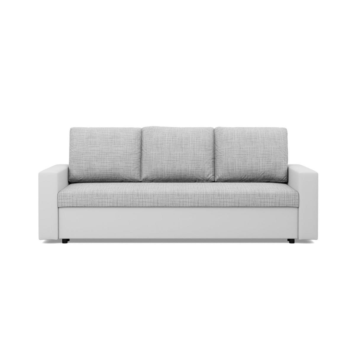 SOFA 3-SITZER MIT SCHLAFFUNKTION LUNA, Grau + Grau - Hellgrau/Grau, Textil (220/92/92cm)