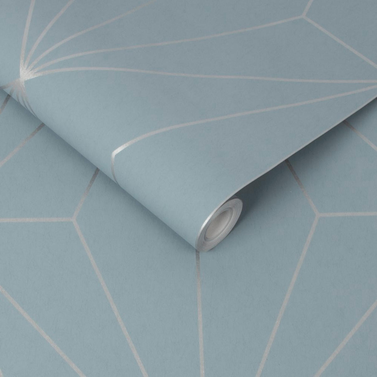 VLIESTAPETE - Harmony Deep Sky Silber - Blau/Silberfarben, Papier/Kunststoff (53/1000cm) - Graham & Brown