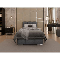 POLSTERBETT Zaira 90x200cm – Elegantes Polsterbett für modernen Wohnstil , Federkernmatratze Bonnel (18cm), Graphitfarben - Graphitfarben, Holz (90/200cm) - Homesy