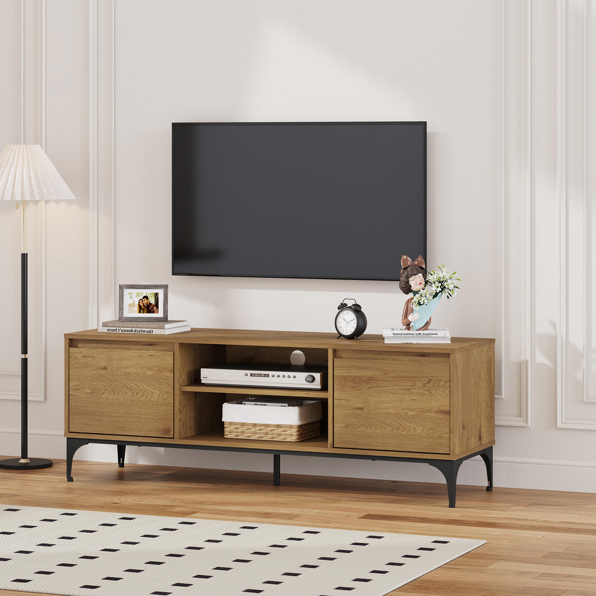 TV-ELEMENT Kistiandi - Alteiche, Holzwerkstoff/Metall (140/50/40cm) - [en.casa]