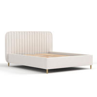 POLSTERBETT Noto Creme 140/200 cm im Chenille-Stoff - Creme/Naturfarben, Holz/Holzwerkstoff (140/200cm) - Maison de Reve