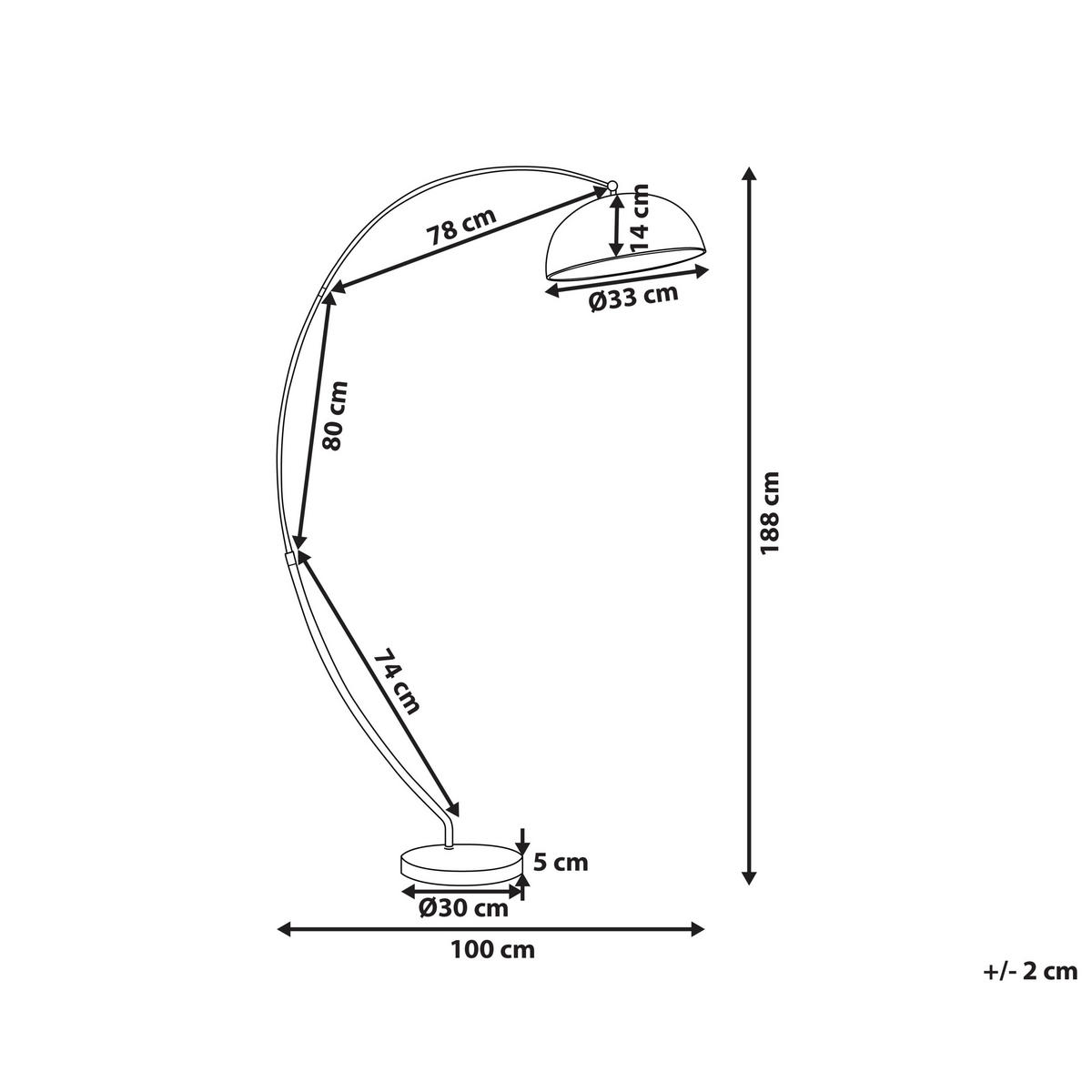 STEHLAMPE Kama 100/33/188 cm - Goldfarben, Metall (100/33/188cm) - Beliani