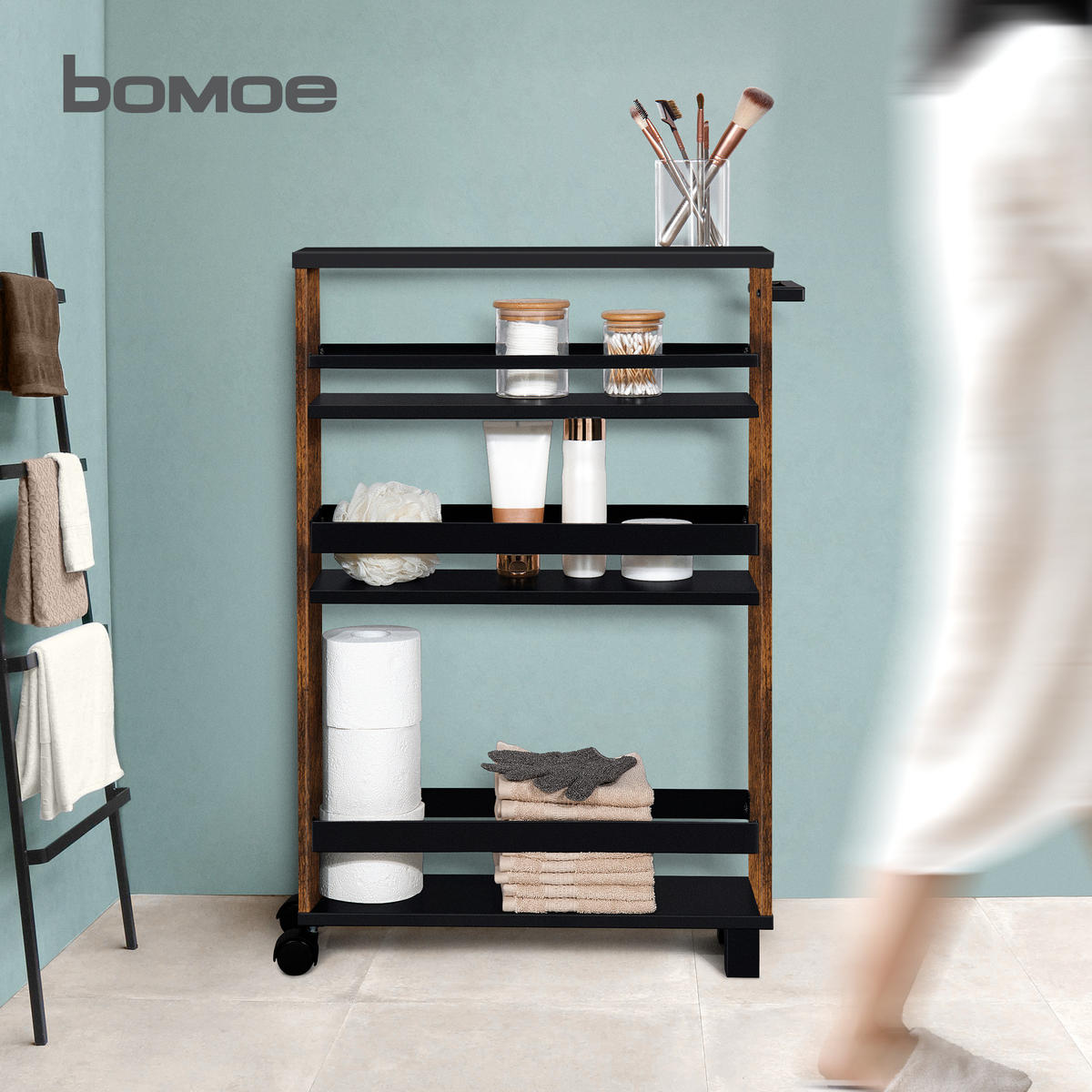 KÜCHENWAGEN Hylla Schwarz-Braun - Multicolor, Naturmaterialien/Holz (15/79/50cm) - BoMoe