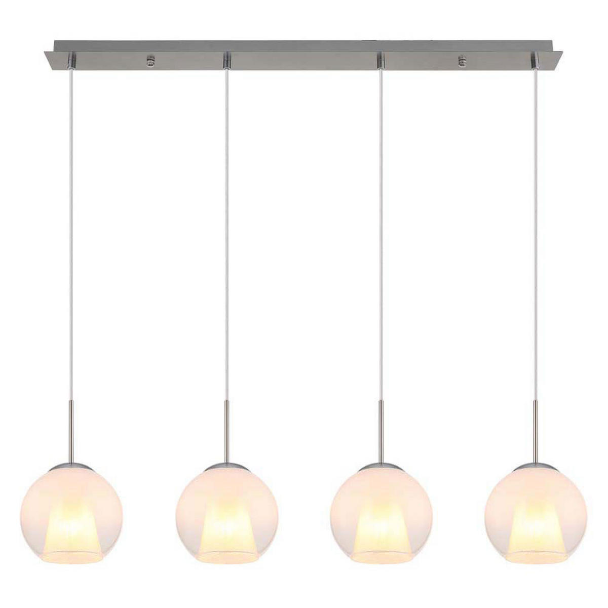 HÄNGELEUCHTE BARRY Metall, Silber, 4-flammig - Silberfarben, Glas (100/18/120cm) - Globo Lighting