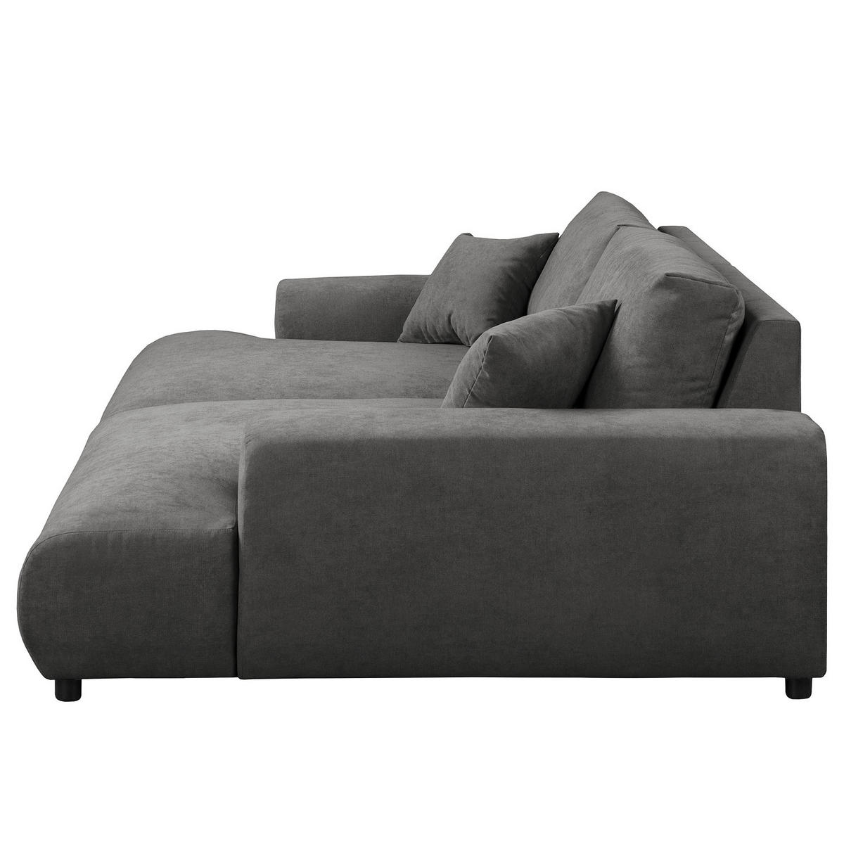 BIGSOFA - Dunkelgrau/Schwarz, Kunststoff/Textil (237/79/144cm) - home24