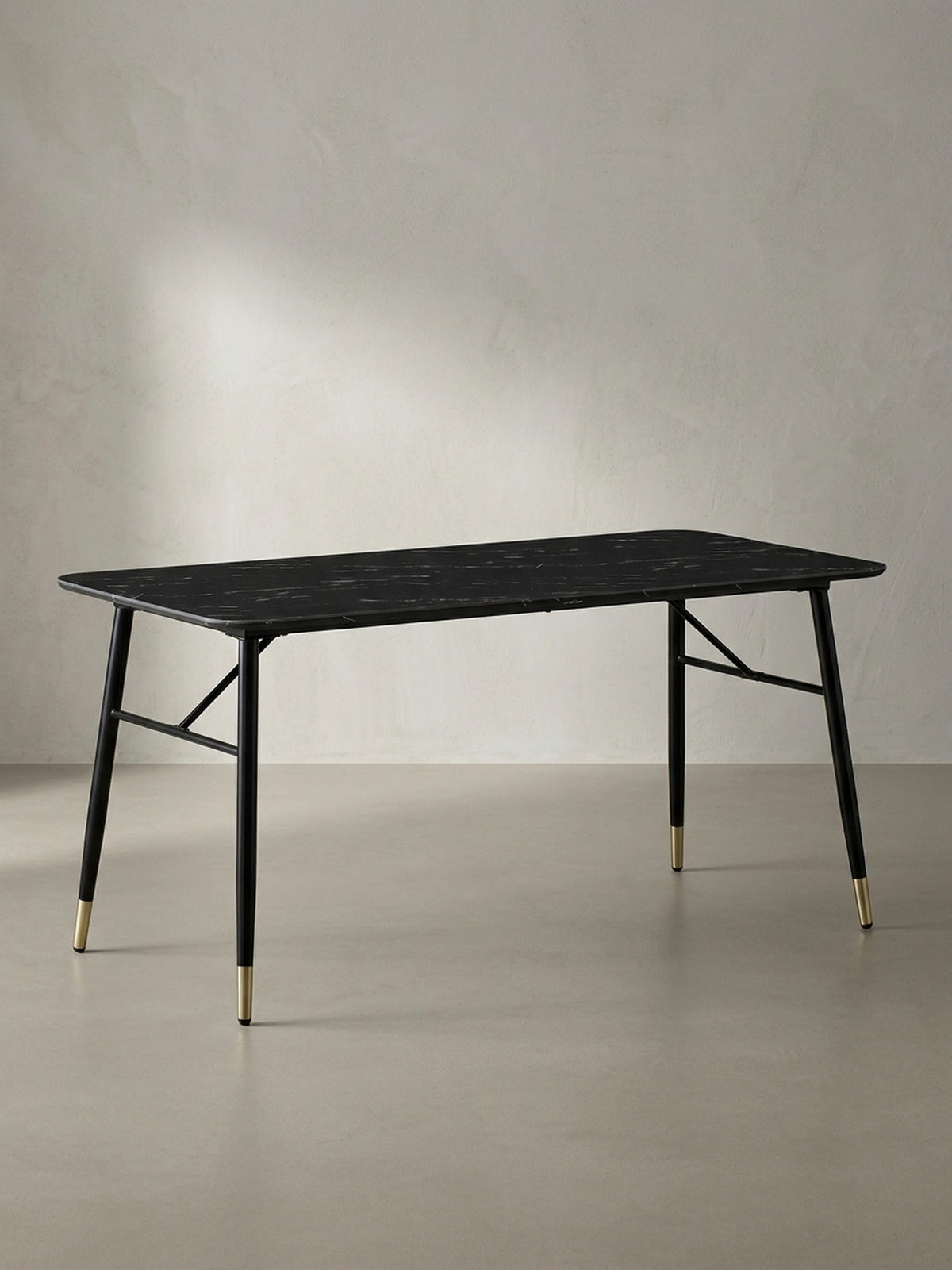 ESSTISCH Marmoroptik Metall Rechteckig Modern Klein, Schwarz 180x90x76 cm - Goldfarben/Schwarz, Holzwerkstoff/Metall (90/180/76cm) - KADIMA DESIGN