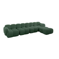 ECKSOFA modulares Sofa Rechts Miko-L3 390x205x75 Grün Cord - Waldgrün/Schwarz, Holzwerkstoff/Kunststoff (390/205cm) - ALTDECOR