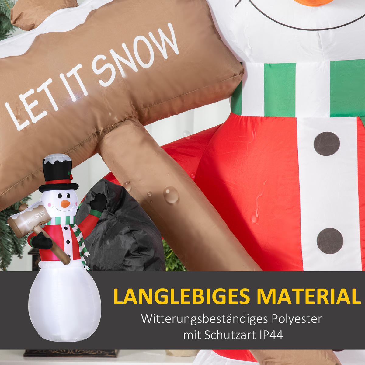WEIHNACHTS-SCHNEEMANN Weiß 103.0/70.0/180.0cm - Weiß, Textil (70/180/103cm)
