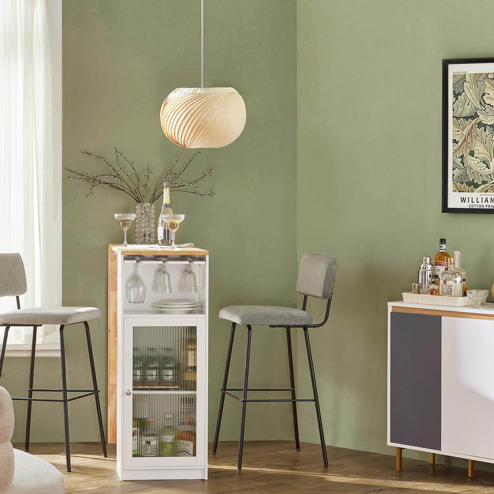 Thumbnail - SoBuy Bartisch, Weiß, Natur, Holzwerkstoff, Holz, 108x105x40 cm, Esszimmer, Barmöbel, Bartische