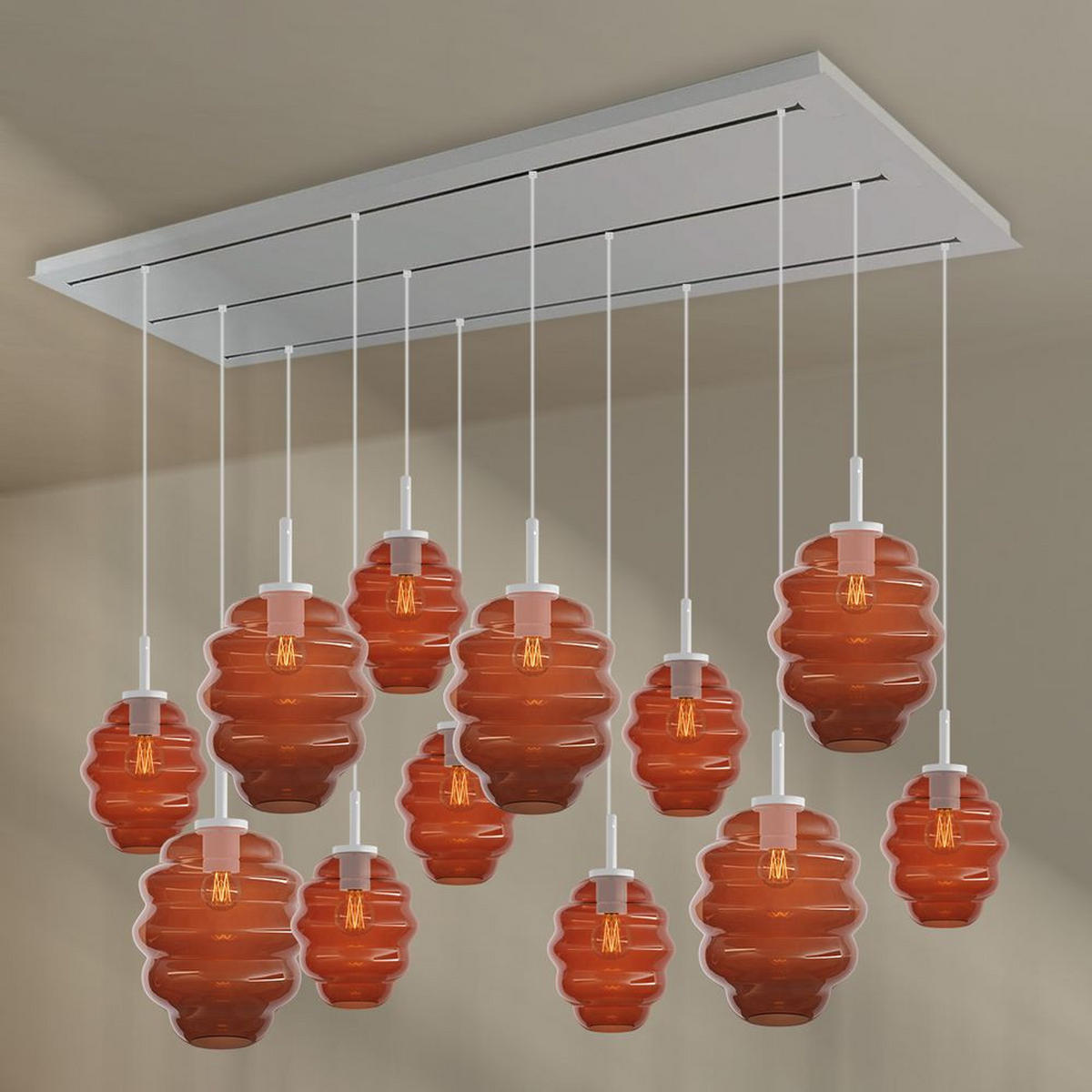 HÄNGELEUCHTE Echos 12-flammig Mehrfarbig Ø 18/25cm - Multicolor/Schwarz, Glas (18/18/20cm) - s.luce