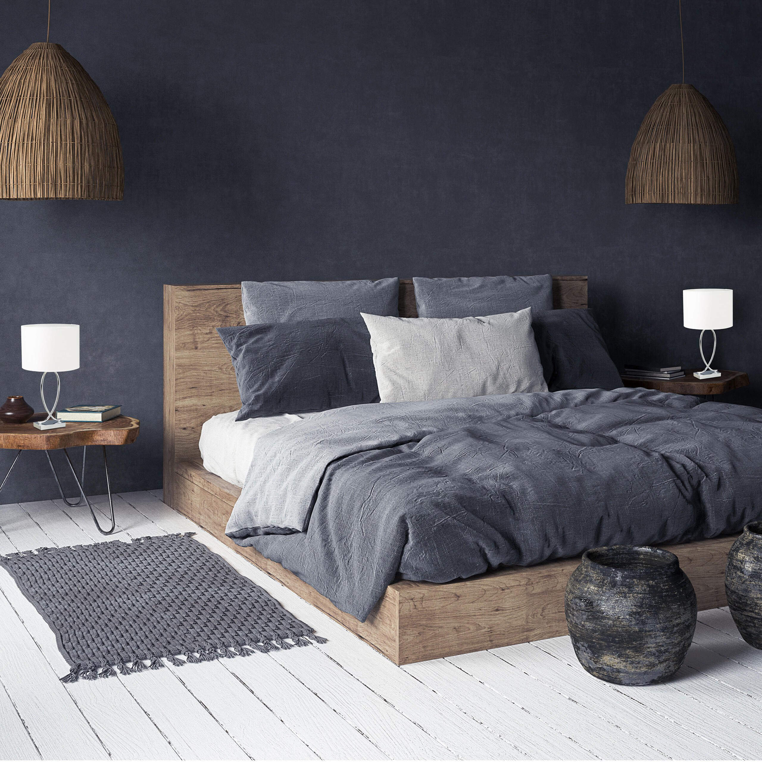 2XTISCHLAMPE - Multicolor, Textil/Metall (18/28/51cm) - Relaxdays