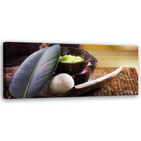 WANDBILD zen komposition mit blatt - Braun, Textil (90/30cm) - Feeby