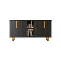 SIDEBOARD ORION 165/205 cm in Rosenholzoptik mit Marmoroptik - Goldfarben/Schwarz, Holzwerkstoff/Metall (165/83/49cm) - Interdesign24