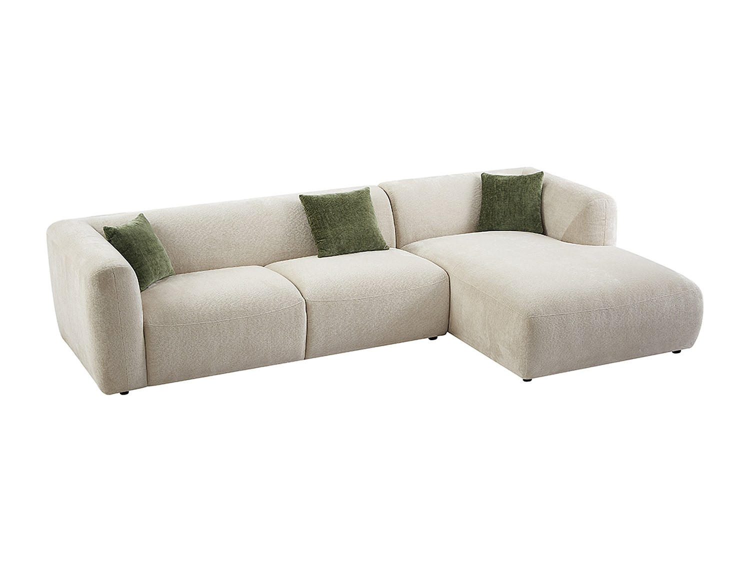 ECKSOFA - Ecke rechts - Stoff - Beige - TANCAVO - Beige, Textil (307/178cm) - Vente-Unique