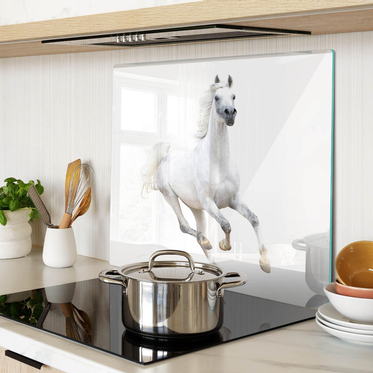 GLASPLATTE 60x52 cm Arabisches Pferd - Weiß, Glas (60/52cm) - TULUP