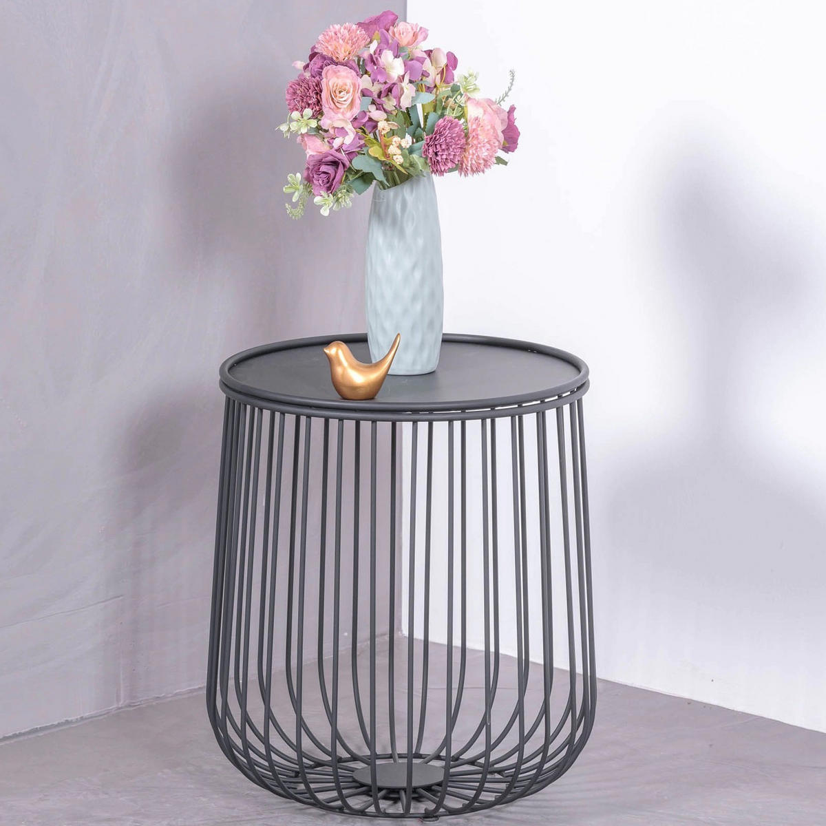 BEISTELLTISCH Rund Schwarz 31/35/41 cm - Schwarz, Metall (31/35/41cm) - Nest Dream