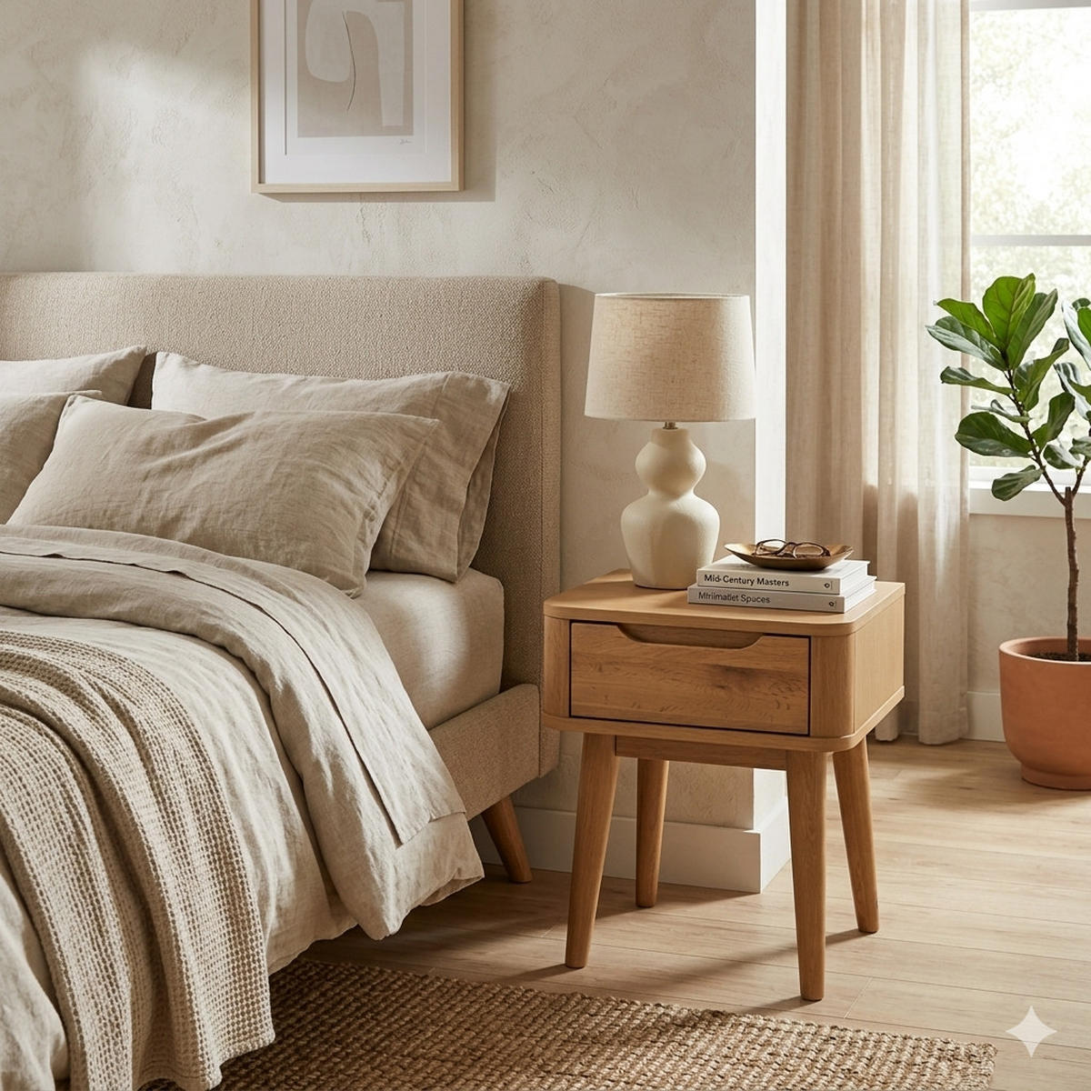 NACHTTISCH Nora 2er Set, Eiche - Beige, Holz (45/54/40cm) - WOODEK