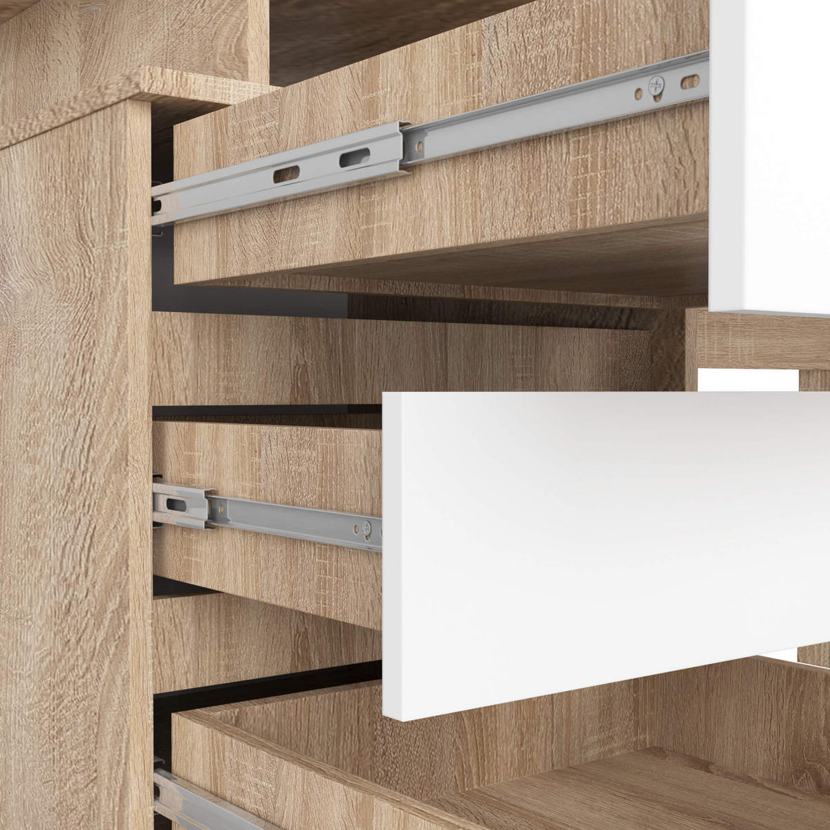 SCHREIBTISCH Eiche Sonoma, Weiß 77/135/60 - Weiß/Sonoma Eiche, Holzwerkstoff (60/135/77cm) - RAUMHIRSCH FURNITURE