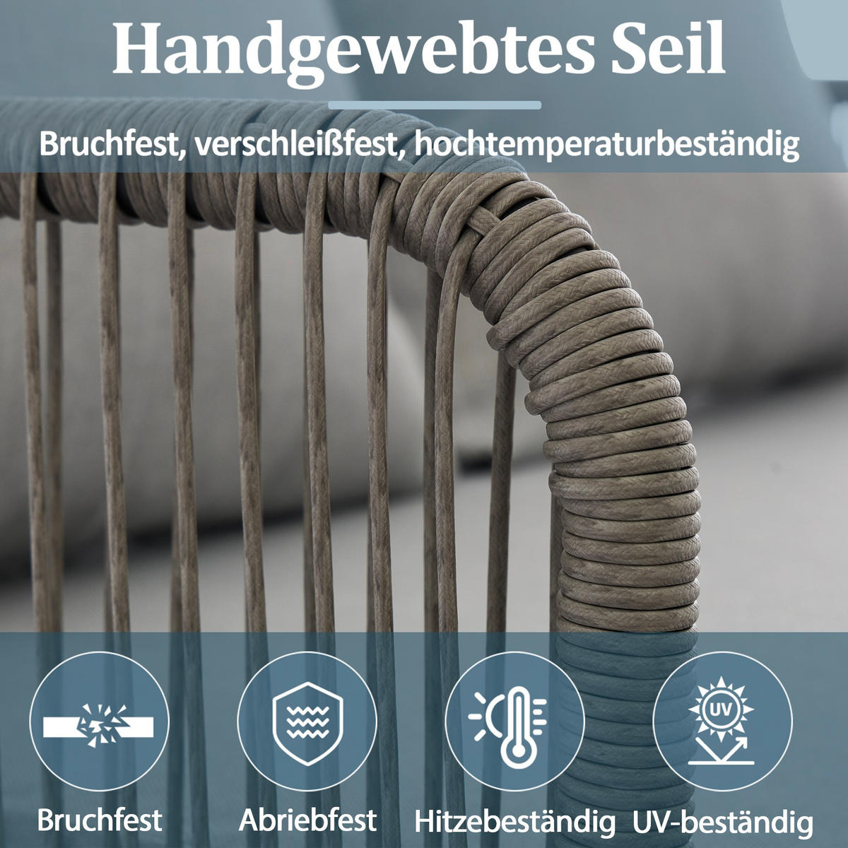 GARTENGARNITUR 4-teiliges Gartenmöbel Set,PE Rattan Garten-Loungestuhl-Set,Grau - Grau, Metall - LVHOM