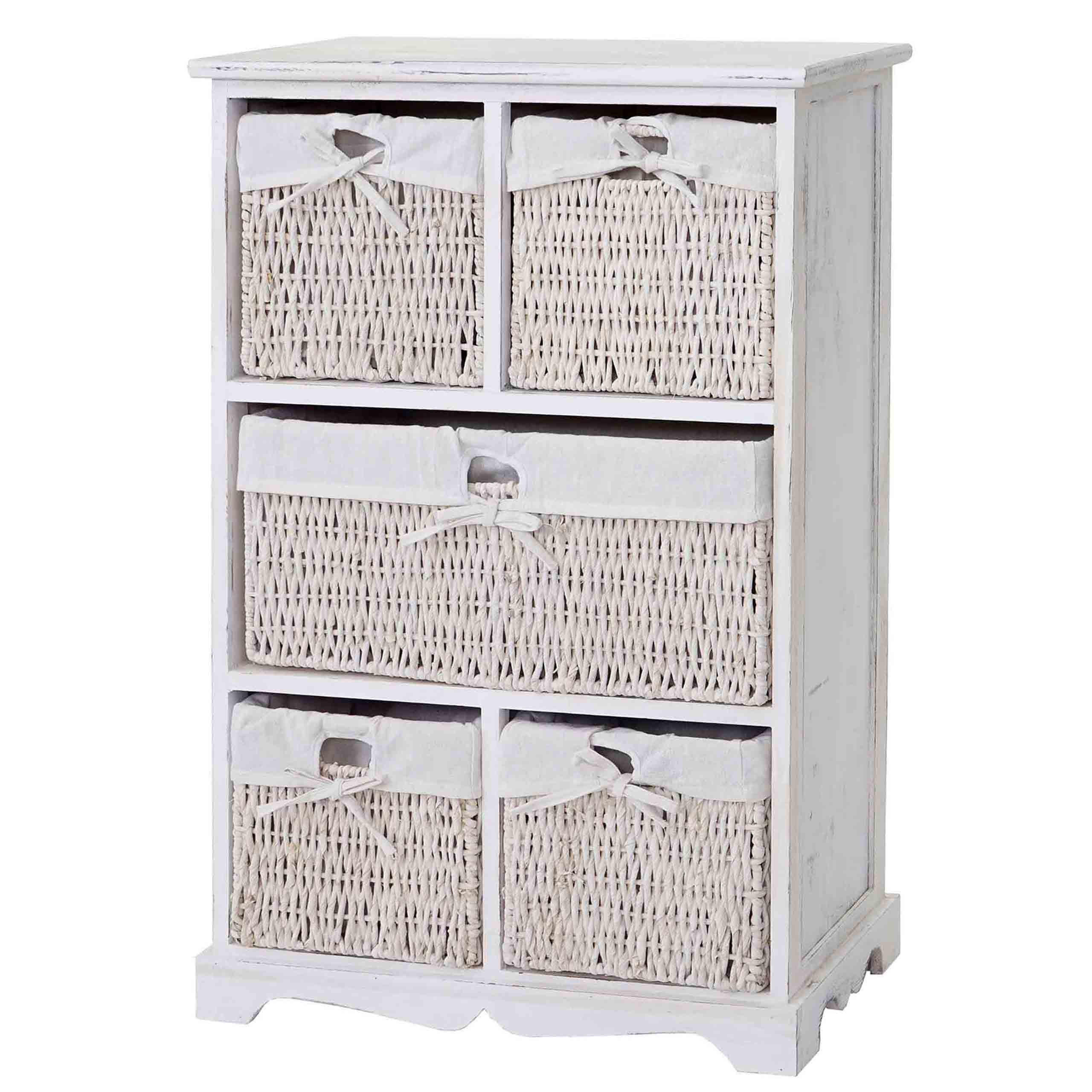 KOMMODE 5 SCHUBLADEN SHABBY-LOOK Cremeweiß - Weiß, Holz (60/90/30cm) - MCW