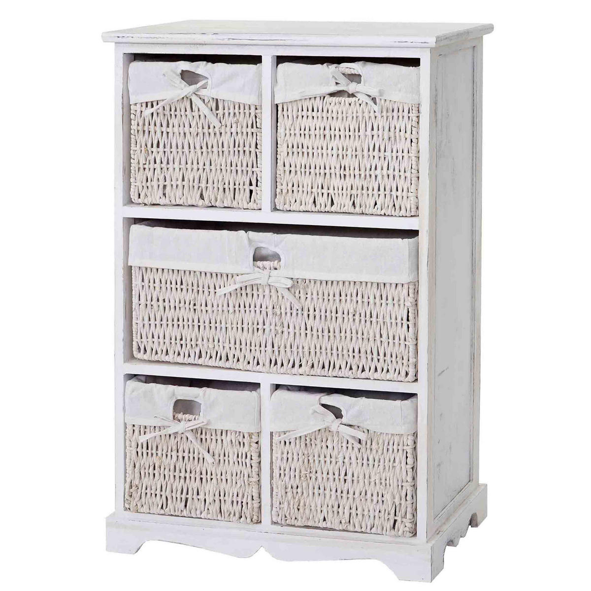 KOMMODE 5 SCHUBLADEN SHABBY-LOOK Cremeweiß - Weiß, Holz (60/90/30cm) - MCW